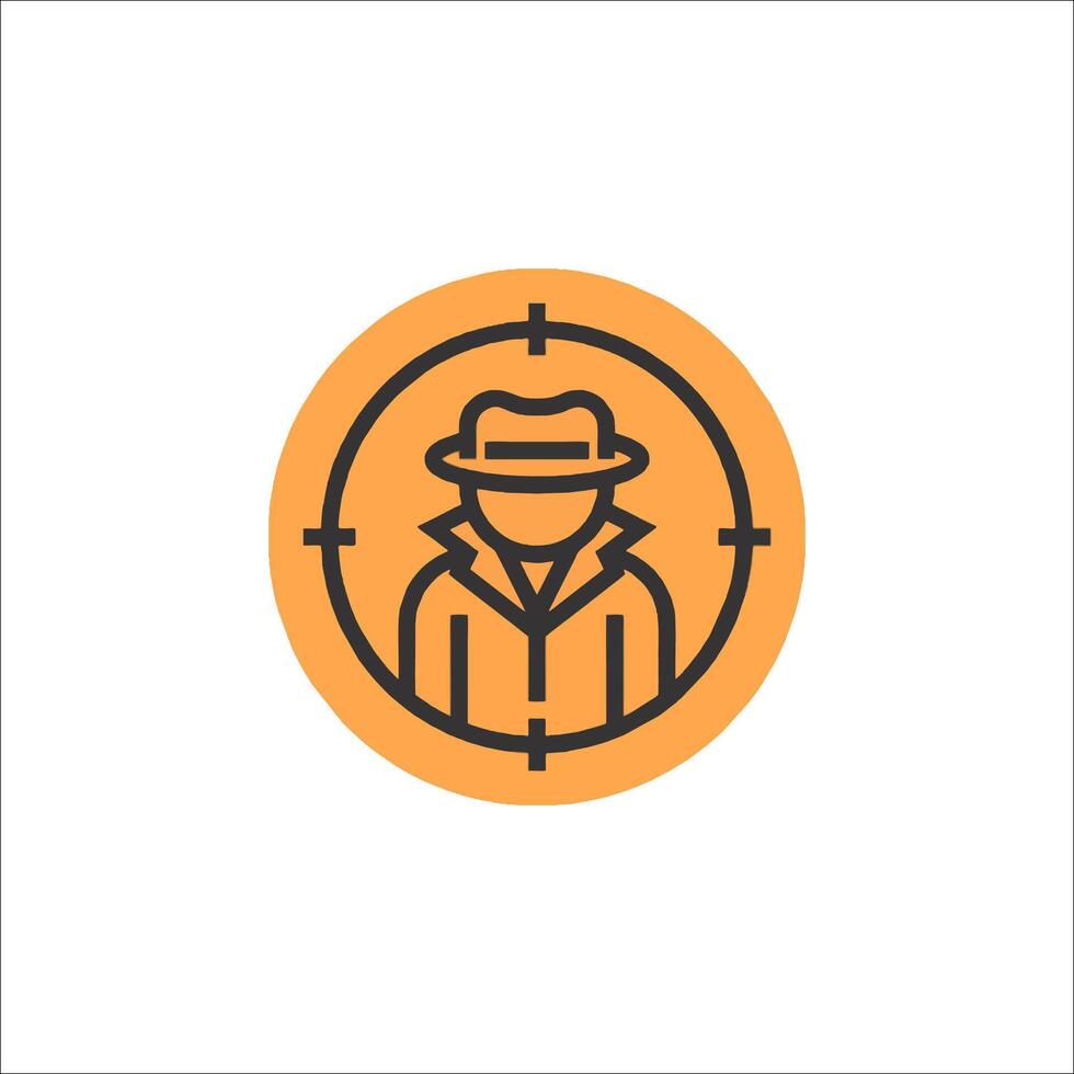 A man in a hat and coat is shown in an orange circle vector