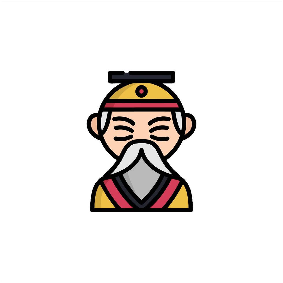 An asian man with a beard and hat vector