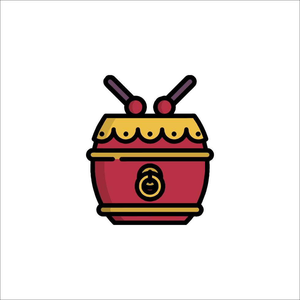 A drum icon with two sticks on top vector