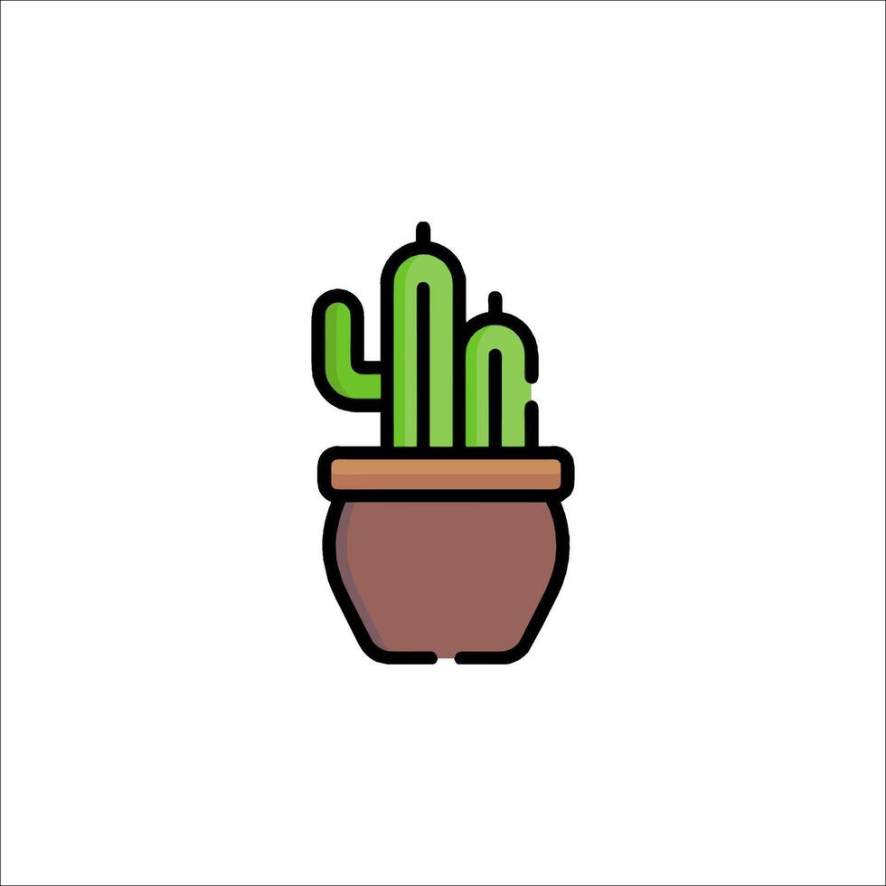Cactus plant icon in pot on white background vector