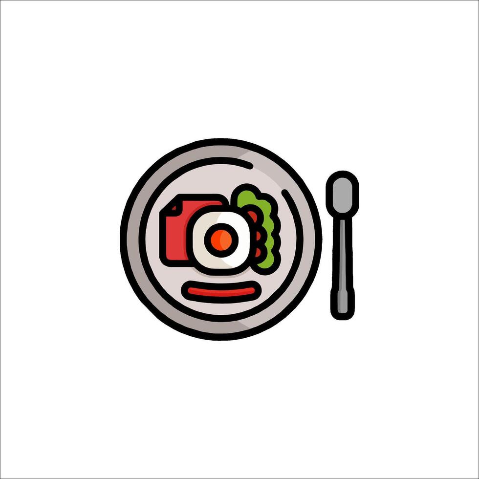 A plate with food and a fork and knife vector