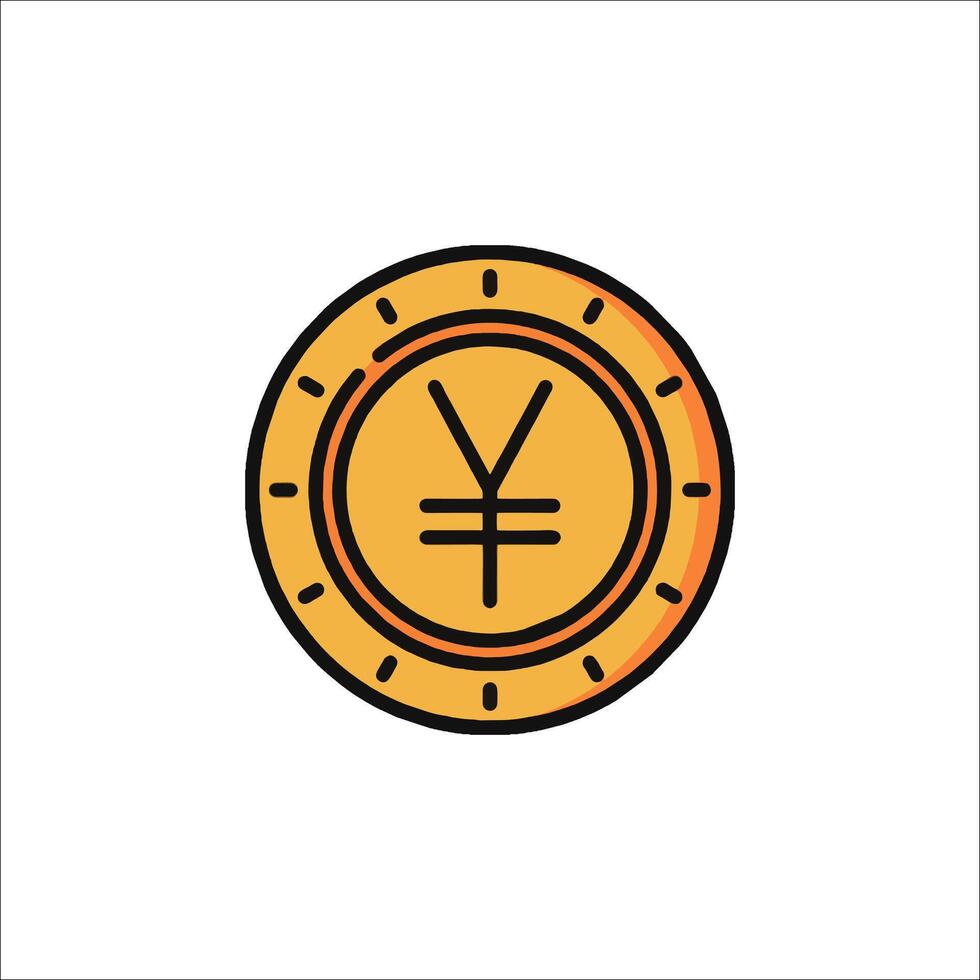 A yellow coin with an yin symbol on it vector
