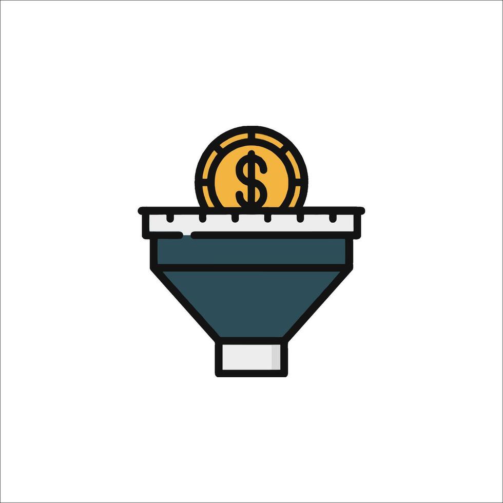 A funnel with a dollar coin in it vector