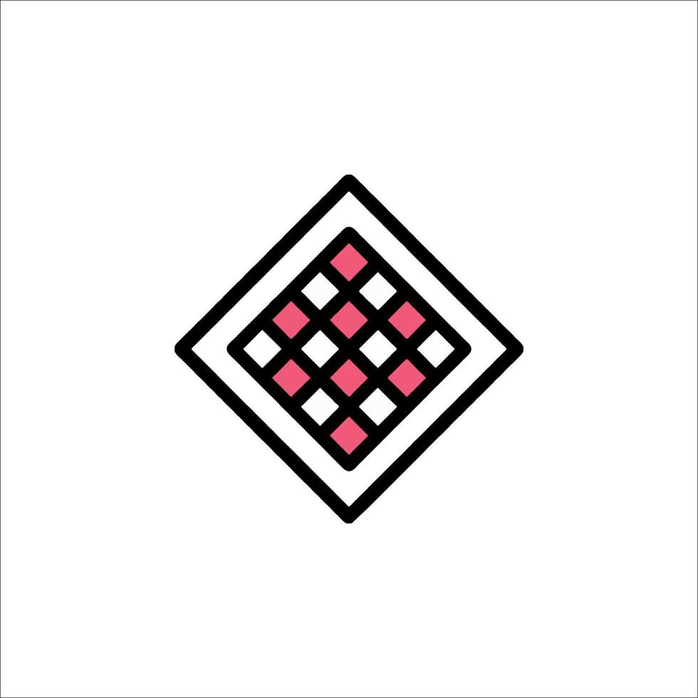 A square logo with a red and black pattern vector