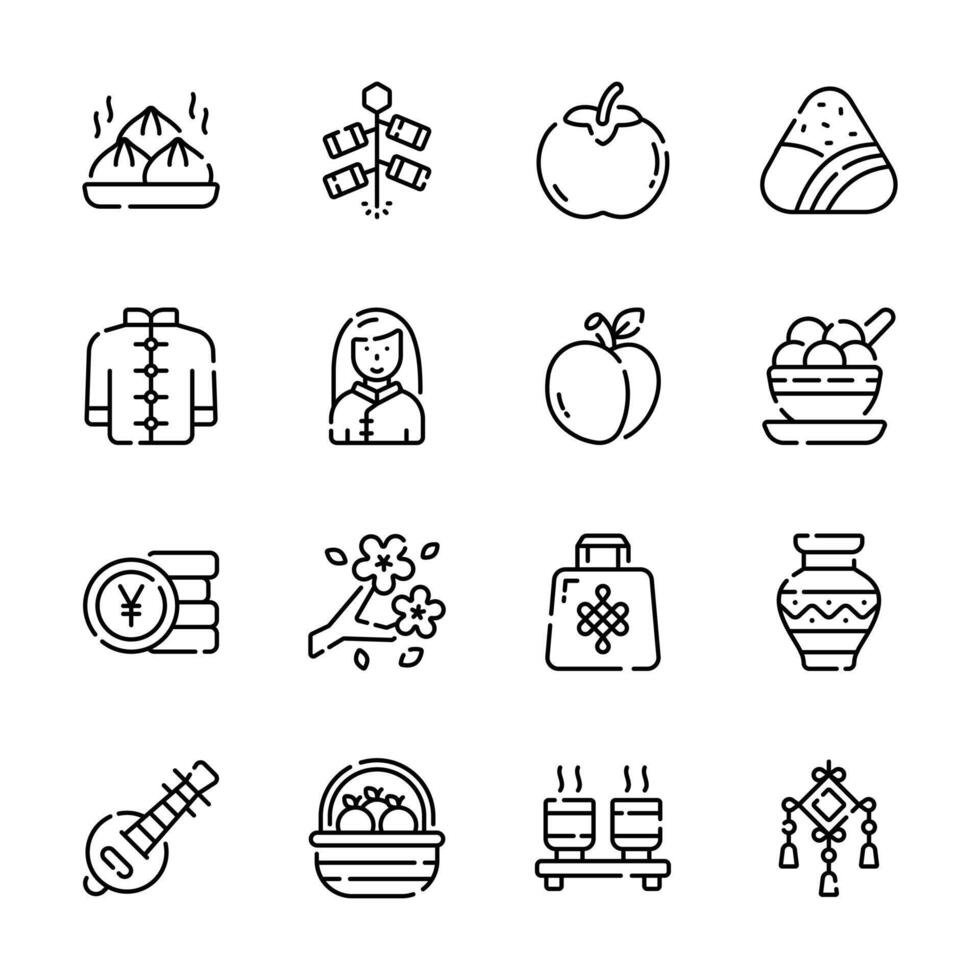 Take a look at this amazing chinese new year icons in modern design style. vector