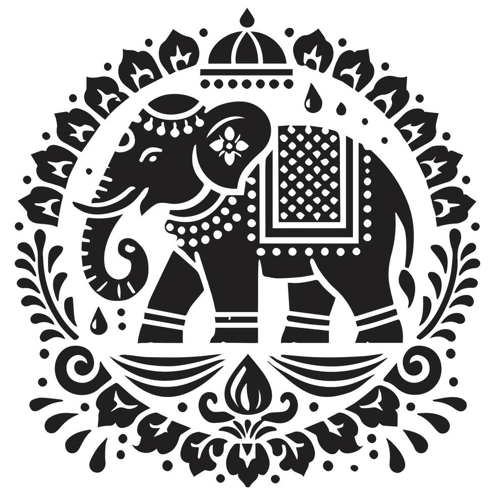 Bold India Elephant in Art vector