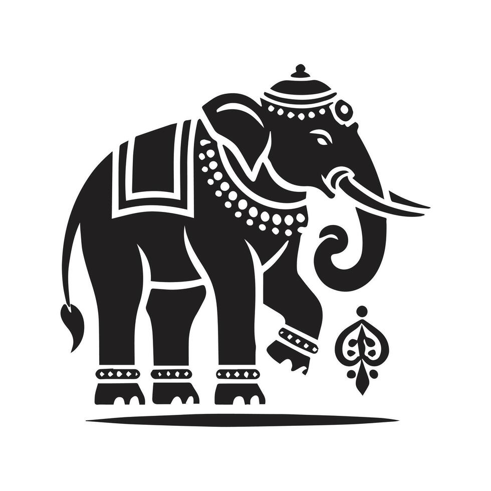 India Elephant Silhouette of Peace Elephant design vector