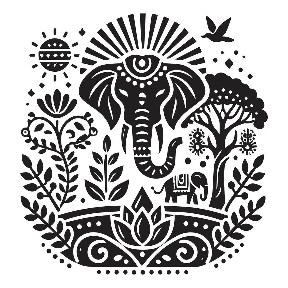 The India Elephant in Bold Silhouette vector