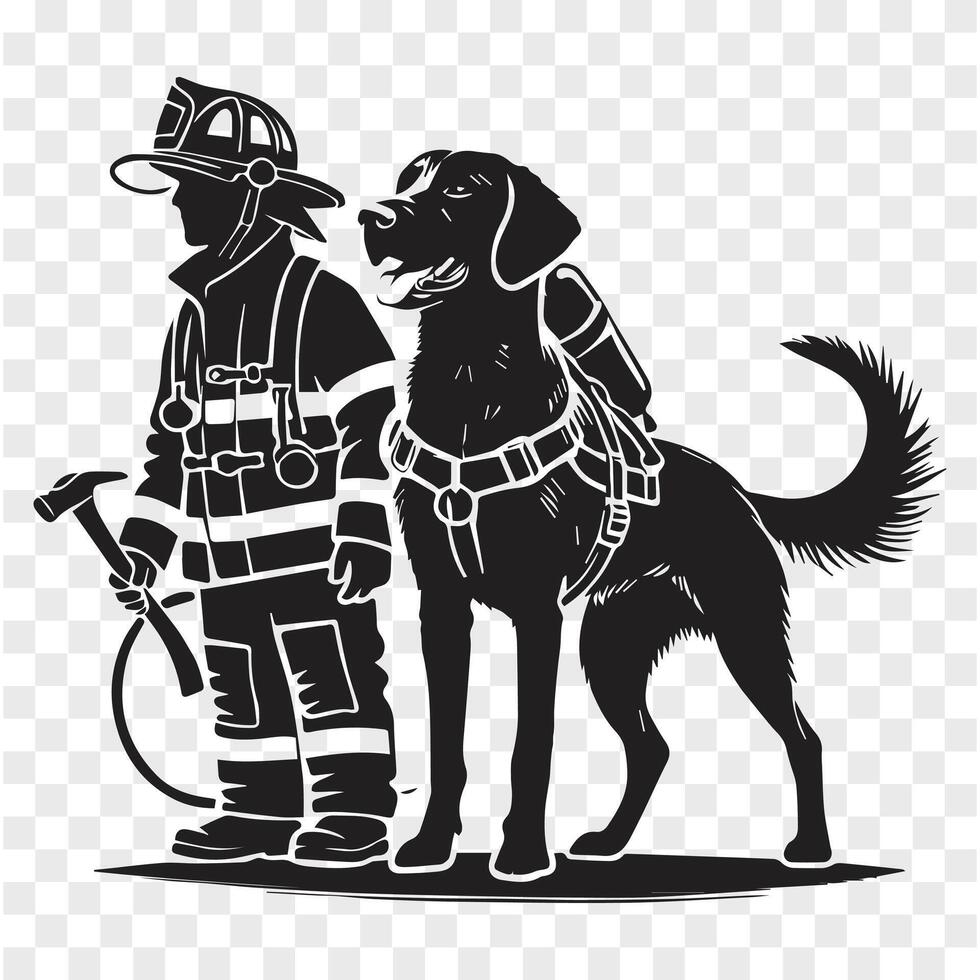 A firefighter dog graphic Firefighter Pup in Silhouette vector