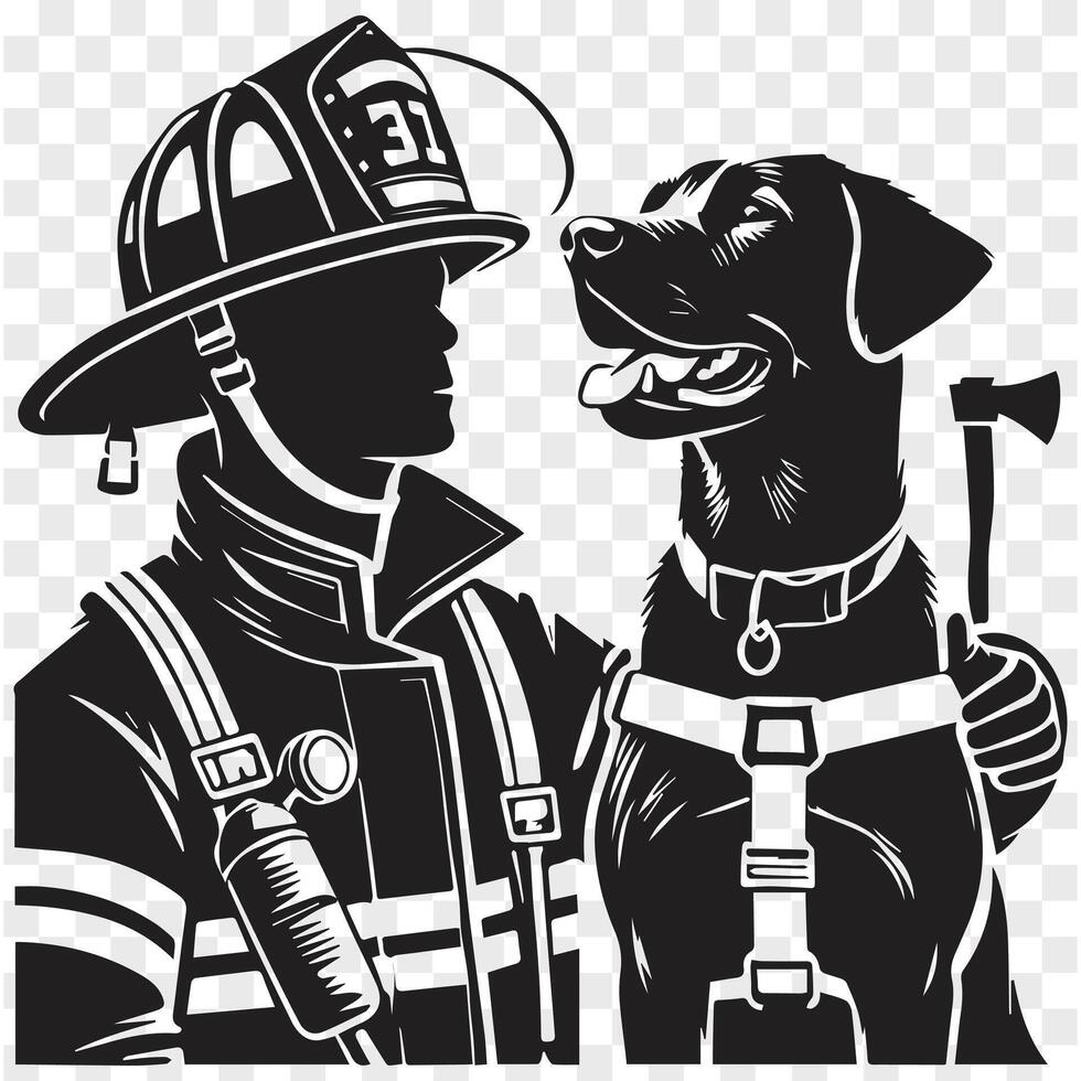 Firefighter Pup in Silhouette vector