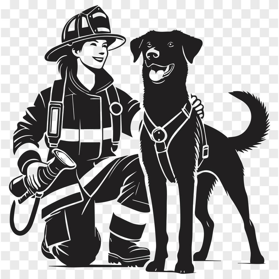 Firefighter Pup Silhouette vector