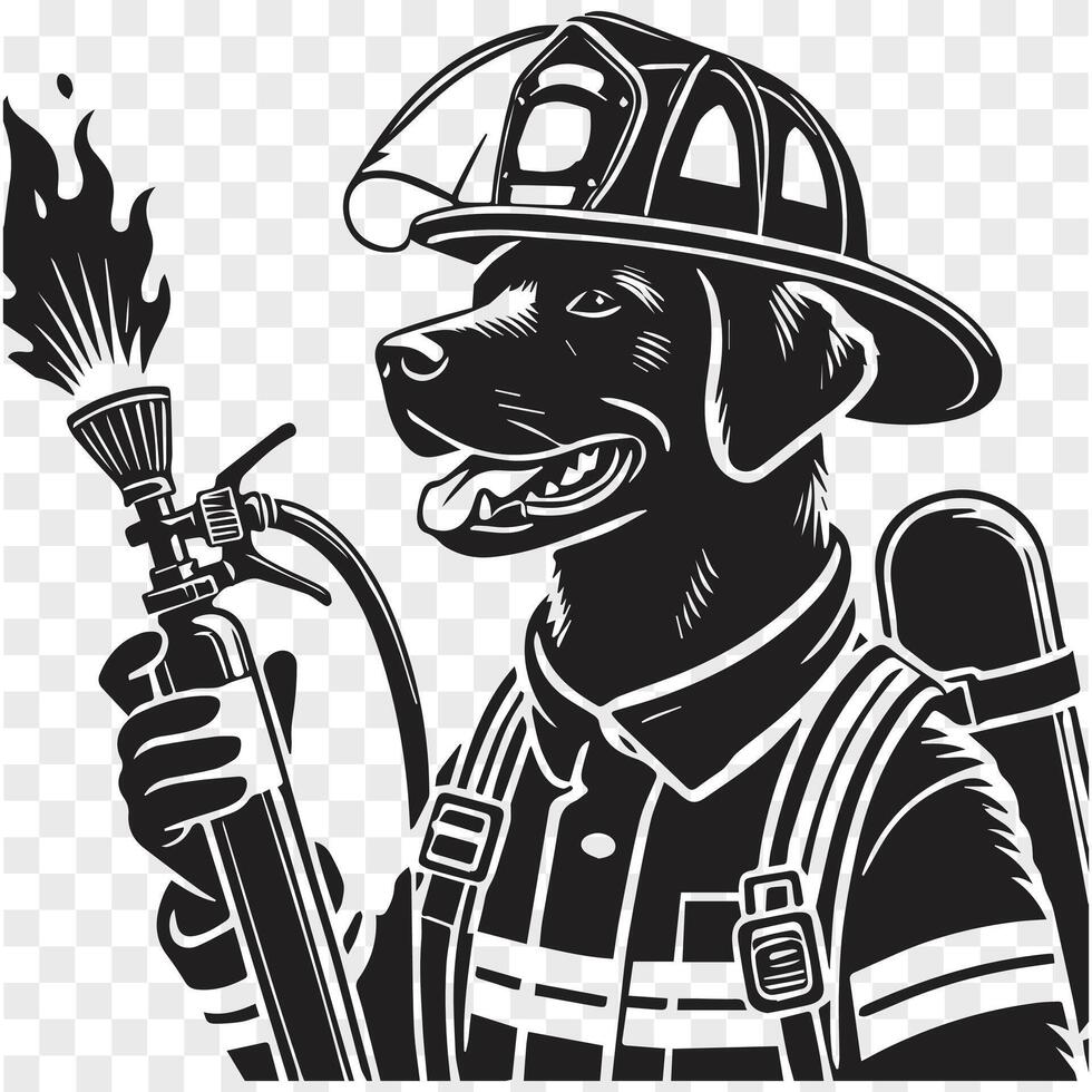 Fighting Flames Dog Silhouette Firefighter vector