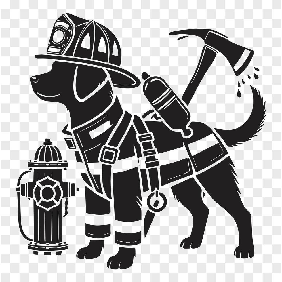 Paw-stave Firefighter Silhouette Action vector
