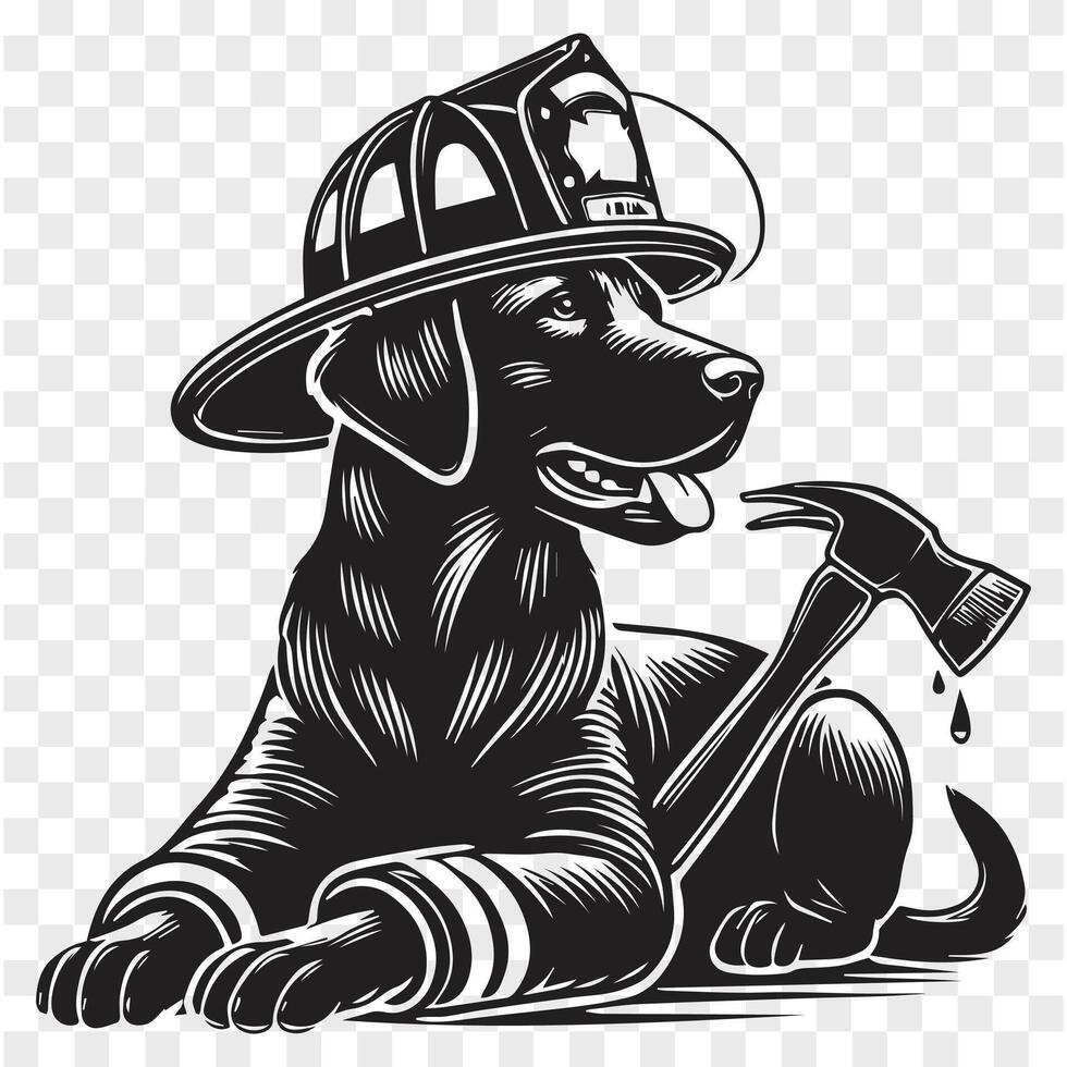 Fighting Fire Dog Silhouette vector