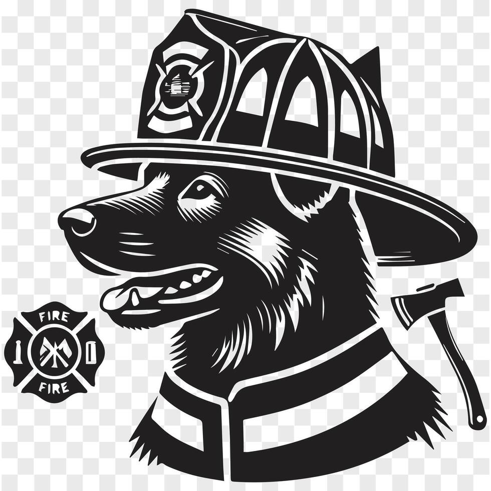 Dog on Firefighter Duty Silhouette Power vector