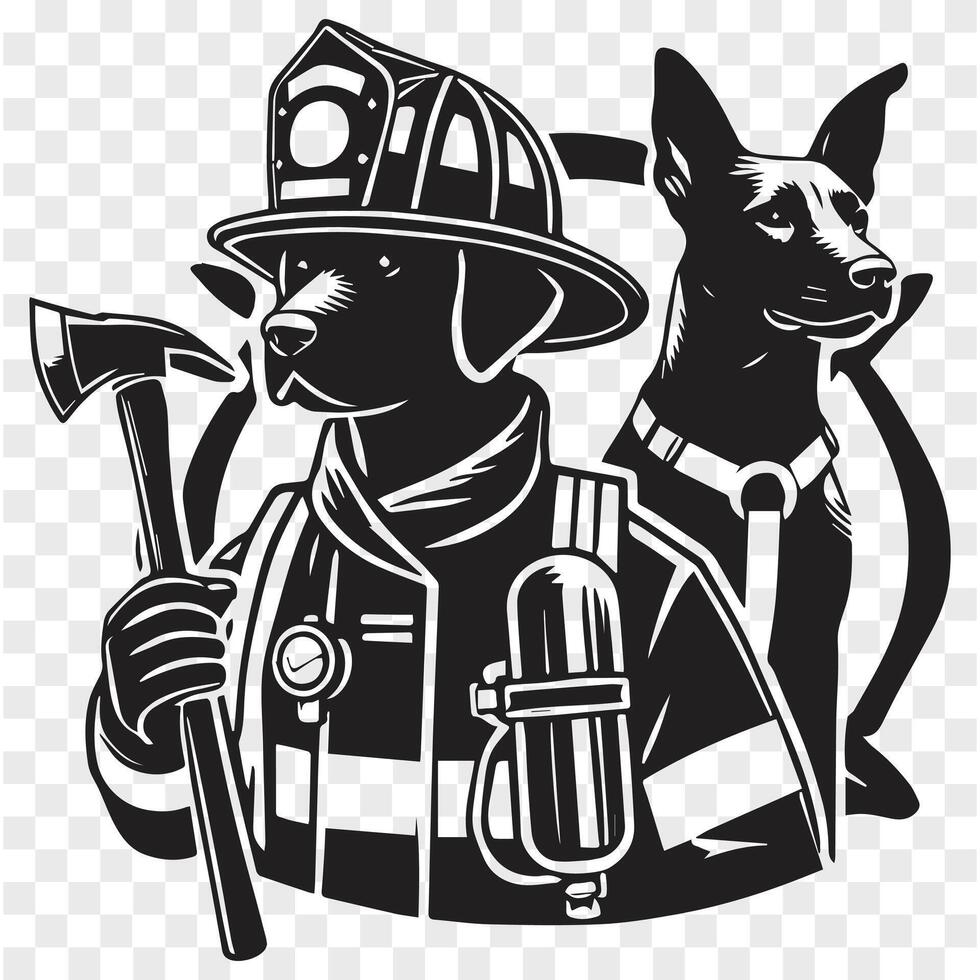 Fires of Bravery Dog as Firefighter vector