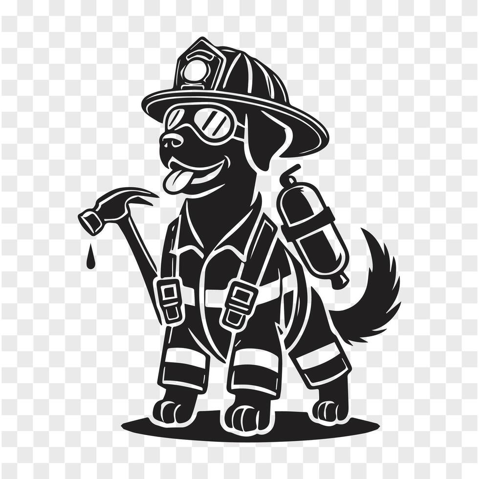Dog Courage Firefighter Silhouette vector