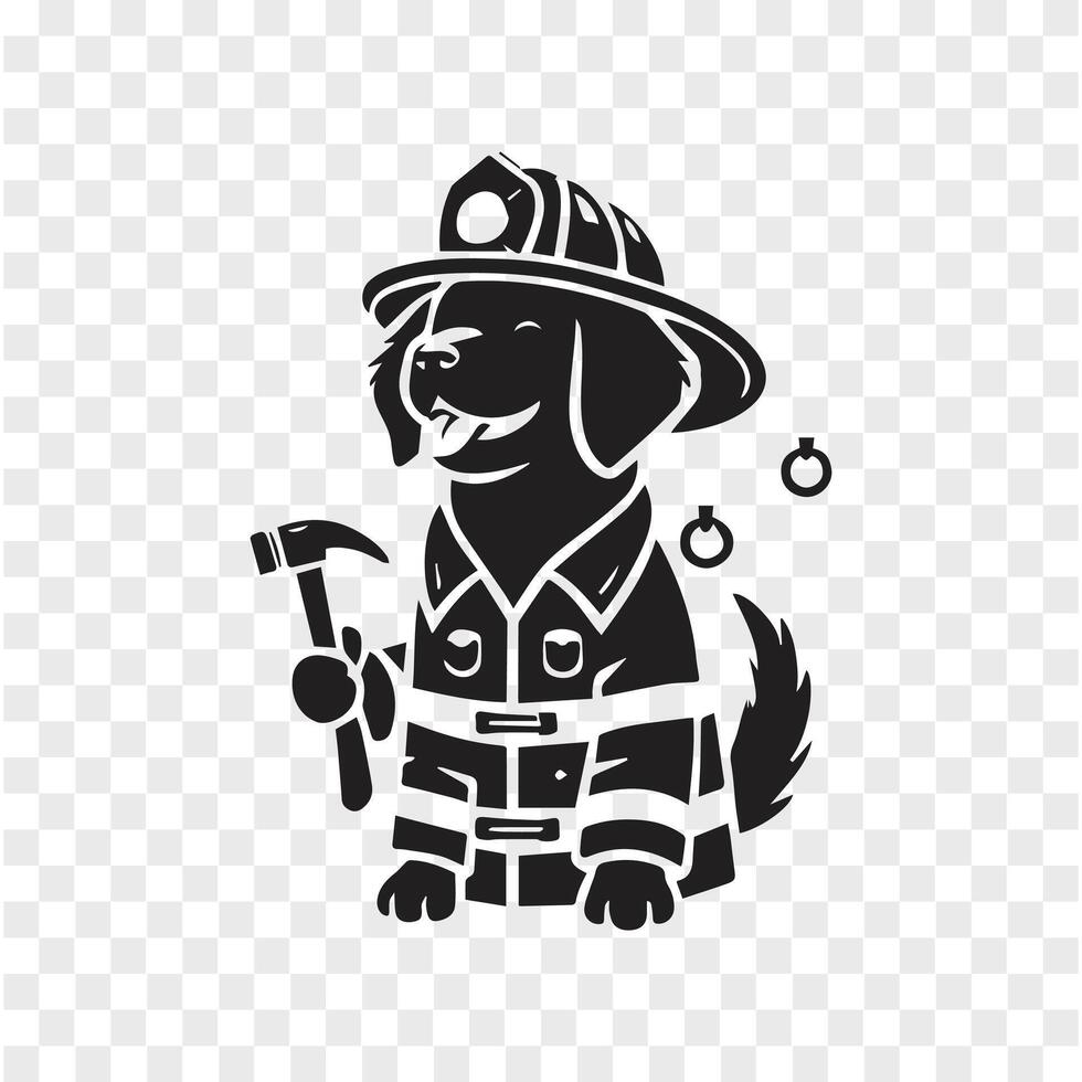 The Firefighter Dog Silhouette of Honor vector
