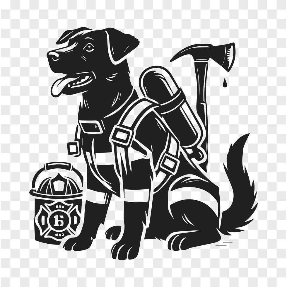 Rescue Paws Firefighter Dog Silhouette vector