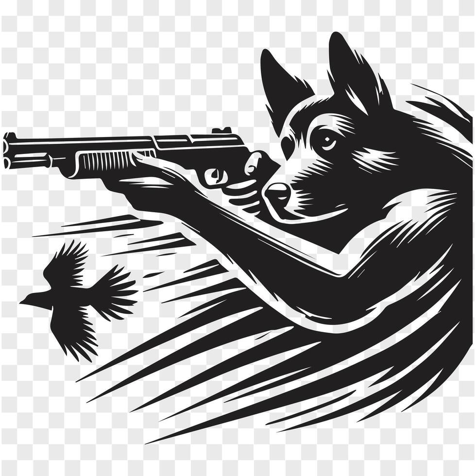 Dog at the Trigger Silhouette Focus 55321541 Vector Art at Vecteezy