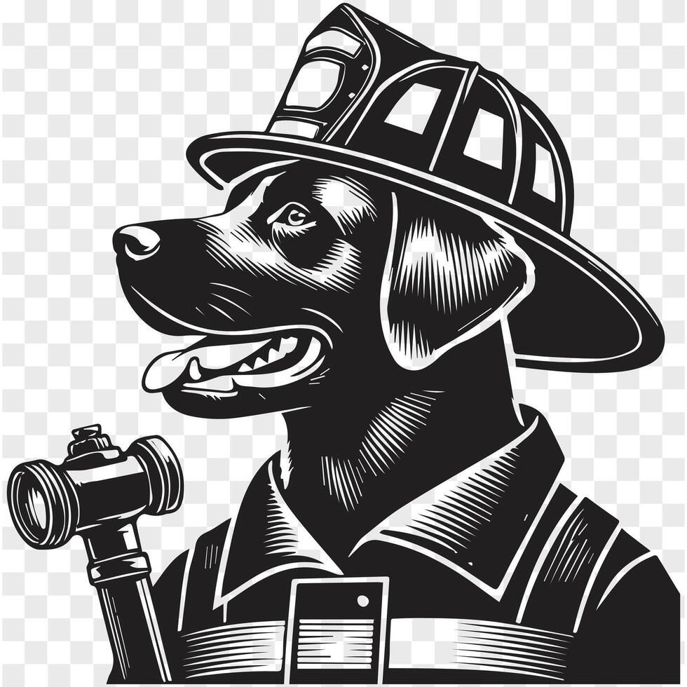 Paws of Valor Dog Firefighter Silhouette vector