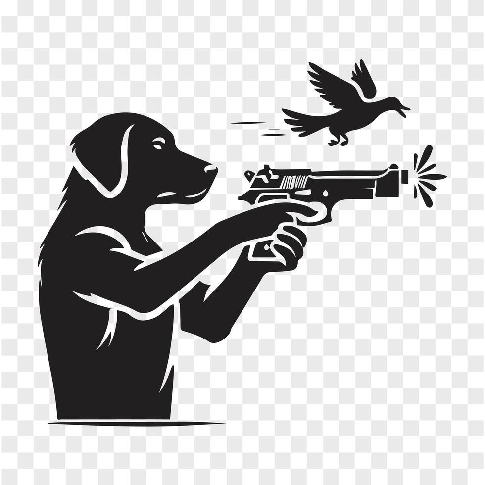 Canine in Action Gun-Shooting Silhouette vector