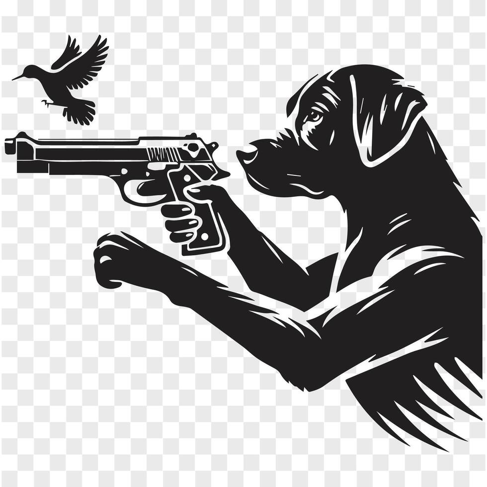 The Canine Gunfighter Silhouette Design vector