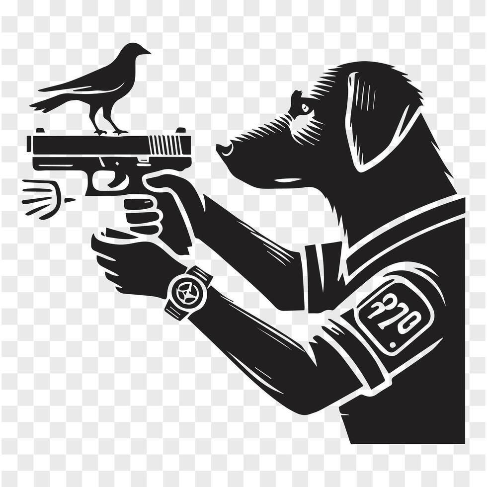 Dog with a Gun Silhouette of Power vector