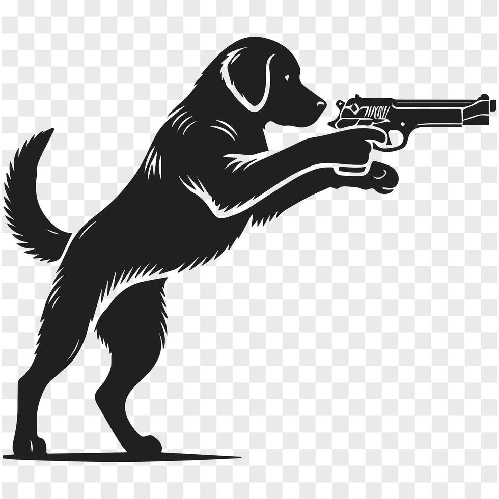 Dog Marksman Silhouette in Action vector