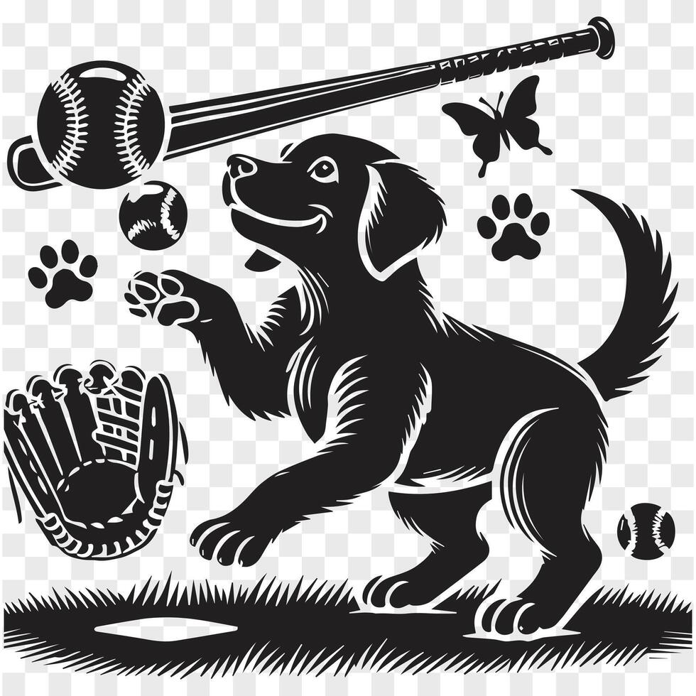 Paws in the Game Baseball Silhouette vector