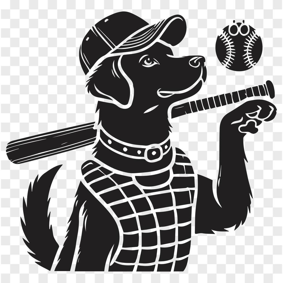 Paws on the Pitch Baseball Dog Silhouette vector