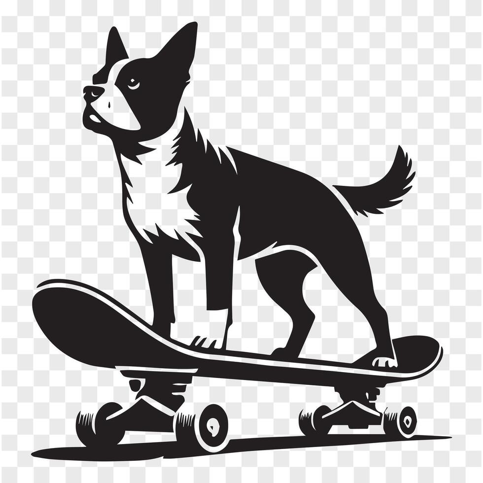 Paw-some Skater on the Road Silhouette vector