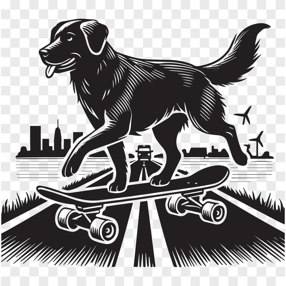 Skater Dog on the Move Silhouette vector