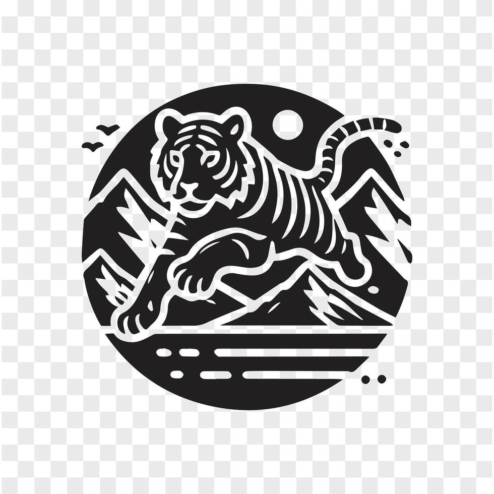 Bengal Tiger Power Silhouette in Motion vector