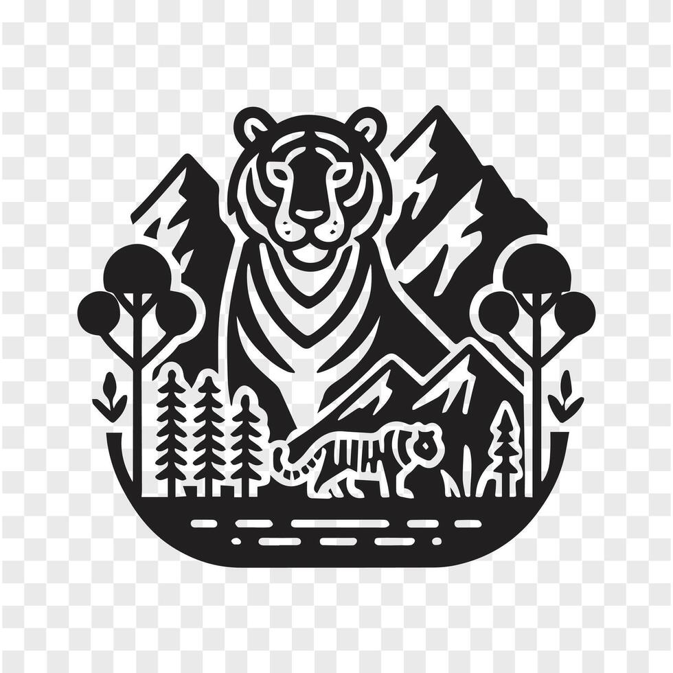 Silent Bengal Tiger Silhouette vector