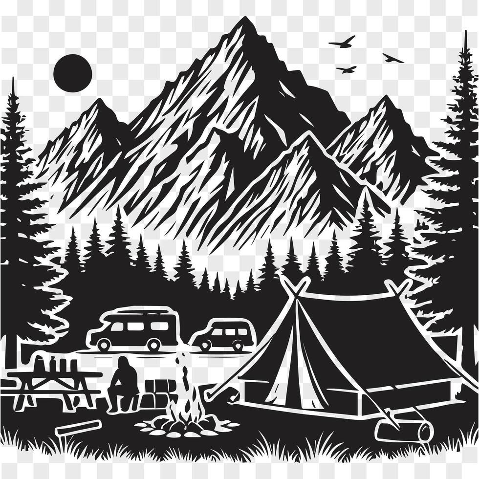 Camping Dreams in the Mountains vector