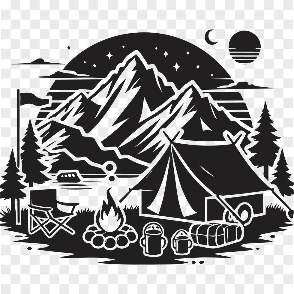 Peaceful Camp Mountains vector