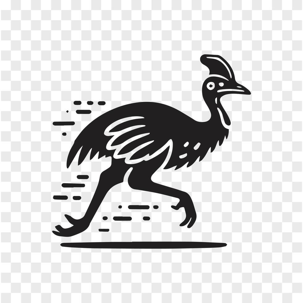 Bold and Beautiful Cassowary Silhouette vector