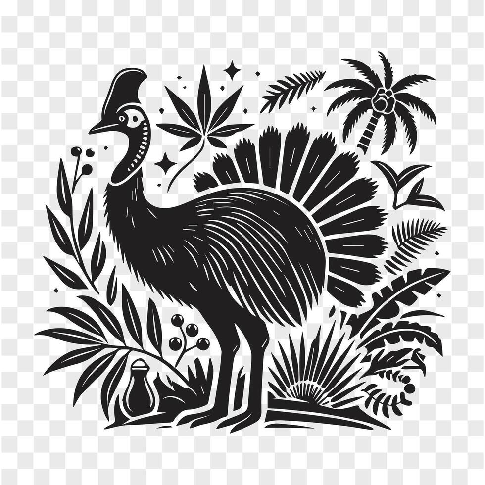 Majestic Cassowary Silhouette in Motion vector