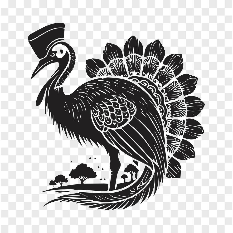 Fierce Power Cassowary Silhouette vector