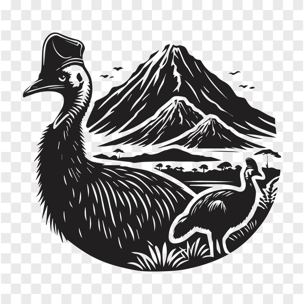 The Majestic Stride Cassowary Silhouette vector