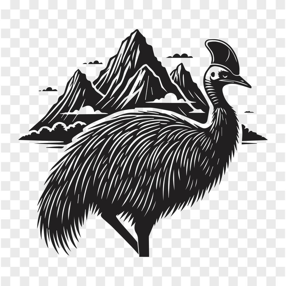 Cassowary at Rest Silhouette Peace vector