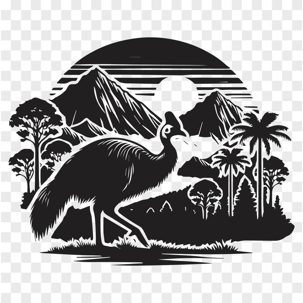 Fierce and Fearless Cassowary Silhouette vector