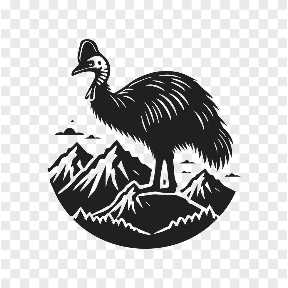 Cassowary Movement Silhouette Elegance vector
