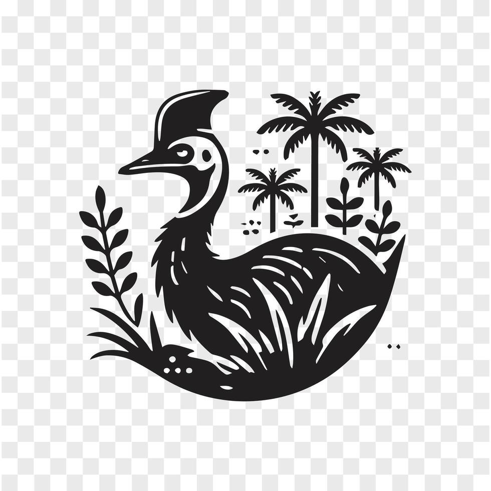 Cassowary Wings Silhouette in Action vector