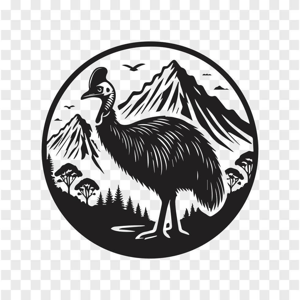 The Wild Stride Cassowary Silhouette vector