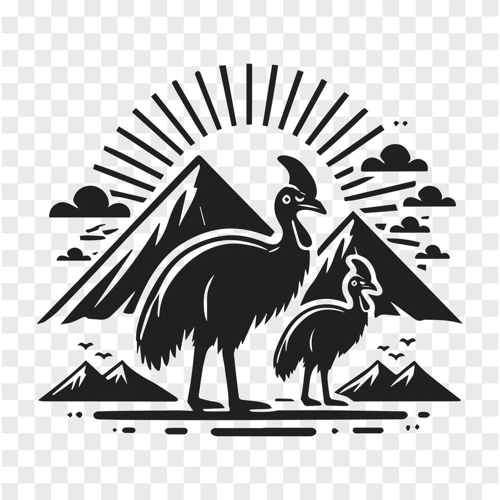 Fierce and Proud Cassowary Silhouette vector
