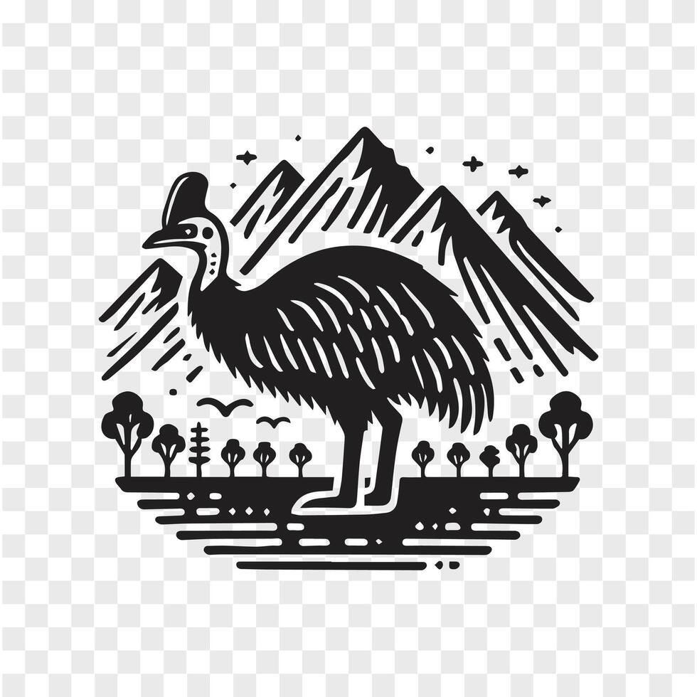 The Bold Cassowary Silhouette of Courage vector