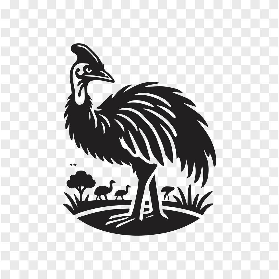 Majestic Stride Cassowary Silhouette vector