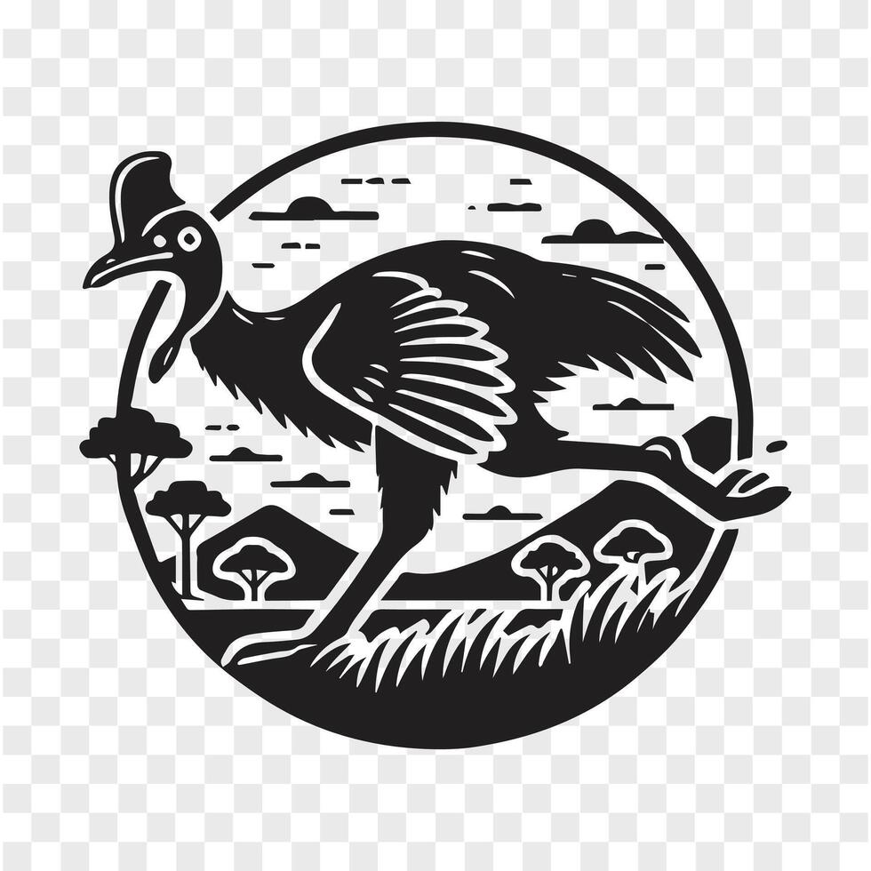 Silhouette of the Mighty Cassowary vector